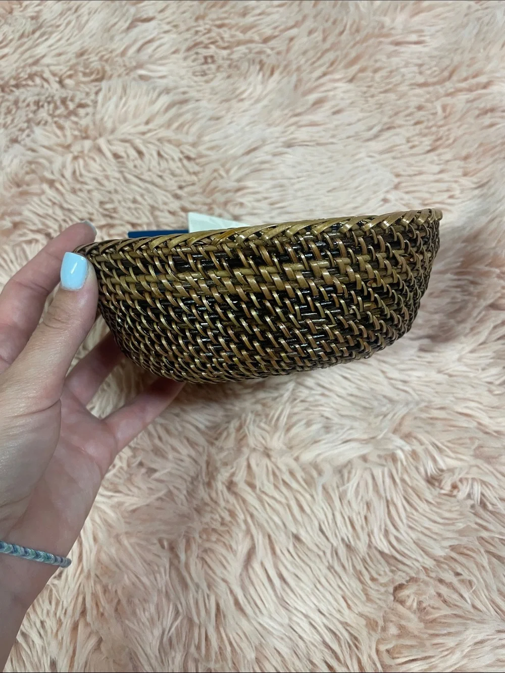 Tommy Bahama Woven Round Basket in Dark Brown and Light Brown